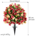Artificial red and cream rose garden stake for outdoor lawn decor, 24 inches height, 475g weight - Dusty Pink