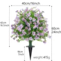 Artificial purple gypsophila garden stake plant with 60cm height and 415g weight - Artificial Milan Flower Stake Tree / 1 Piece Pack / Purple