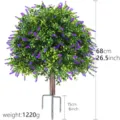 Artificial lavender boxwood topiary tree, 68cm tall with ground stake for garden - Lavender Boxwood Ball