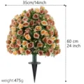 Artificial rose flower tree with 60cm height and ground stake for outdoor garden decor - Yellow