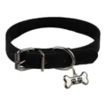 Black leather choker collar with metal buckle and bone pendant for women autumn fashion - Bone Collar
