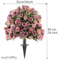 Outdoor artificial pink and purple rose bush garden stake decoration, height 60cm - Purple