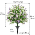 24-inch Artificial Milan Baby's Breath Plant Ball with Garden Stake for Outdoor Decor. - Artificial Milan Flower Stake Tree / 1 Piece Pack / Purple White