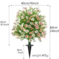 Outdoor artificial plant with pink/white flowers and garden stake, 60cm total height - Artificial Milan Flower Stake Tree / 1 Piece Pack / Pink & White