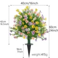 Artificial outdoor garden flower stake with 24-inch height and multi-color blooms - Artificial Milan Flower Stake Tree / 1 Piece Pack / Four-color Gradient