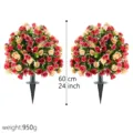 Artificial rose flower garden stake 60cm height with red and peach blooms for outdoor decor - 2 Pieces/Pack / Dusty Rose (Set of 2)