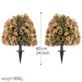 Pair of 24-inch champagne artificial rose garden stakes for outdoor decor, weight 950g - 2 Pieces/Pack / Yellow (Set of 2)