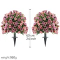 Pink and purple artificial rose bush with ground stake for outdoor garden decor - 2 Pieces/Pack / Purple (Set of 2)