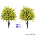 60cm yellow artificial flowers garden stake for outdoor yard landscaping decoration - Artificial Milan Flower Stake Tree / 2 Pieces/Pack / Yellow