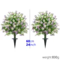Artificial Milan flower bush with garden stake, 60cm purple and white decor - Artificial Milan Flower Stake Tree / 2 Pieces/Pack / Purple White