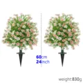 Artificial Milan flower garden stakes with pink and white blossoms, 60cm 24inch height. - Artificial Milan Flower Stake Tree / 2 Pieces/Pack / Pink & White