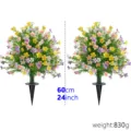 Colorful simulation Milan baby's breath garden stake flowers, 60cm height, 830g weight. - Artificial Milan Flower Stake Tree / 2 Pieces/Pack / Four-color Gradient