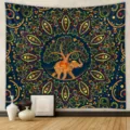 Tapiz bohemio con árbol de la vida y elefante en una habitación moderna chic - 73X95CM / GT202637 (Elefante Mandala)