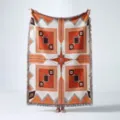 Bohemian orange geometric woven throw blanket with fringe for camping and sofa. - 130x160cm / Multicolor Bohemian Geometric (XT2023-3)
