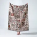 Detailed macro view of bohemian woven throw blanket with fringe and sunburst motifs - Ethnic Print (XT2022-11) / 130x160cm / Colorful