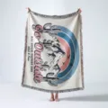 Detailed view of woven outdoor camping blanket featuring vintage mountain design - Bohemian Nature Style (XT2022-26) / 130x160cm