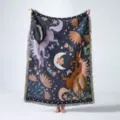 Détail de la couverture tissée licorne bohème avec franges pour sofa - Style Jacquard Licorne Étoile Lune (XT2022-27) / 130x160cm