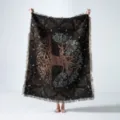 Full view of Bohemian Tree of Life woven blanket with fringe details on white backdrop. - Tree of Life Pattern (XT525-7) / 130x160cm