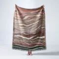 Bohemian style woven throw blanket featuring an abstract wavy pattern and decorative fringe - 130x160cm / Bohemian Wave Multi-Color