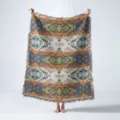 Manta de camping bohemia tejida con patrones geométricos tribales y flecos - Patrón Étnico Geométrico Bohemio (XT2023-11) / 130x160cm