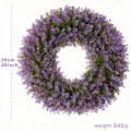 Detail view showing 50cm diameter and 840g weight of the purple eucalyptus wreath. - Classic Style / 50cm / Purple