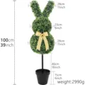 100cm rabbit-shaped artificial boxwood topiary plant in a black pot for Easter decor - Three-Tier Rabbit Potted Style-A (100cm)