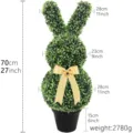 Large artificial boxwood topiary rabbit decoration with specific dimensions and weight - Three-Tier Rabbit Potted Style-B (70cm)