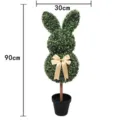 90cm high Artificial Easter bunny boxwood topiary tree with gold bow in black pot - Three-Tier Rabbit Potted Style-C (90cm)