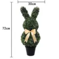 Artificial Easter bunny topiary plant in pot with bow decoration, 72cm height - Rabbit Potted Style-D (72cm)
