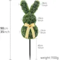 Artificial boxwood topiary rabbit garden stake, 90cm height with dimension lines. - Rabbit Stake Style-F (90cm)
