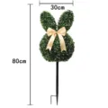 80cm height Easter bunny artificial grass ball topiary garden stake with gold bow - Rabbit Stake Style-H (80cm)
