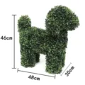 Artificial green boxwood dog topiary for outdoor garden decor, size 46x48x30 cm - Dog Ornament Style-L