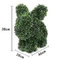 Artificial green boxwood bunny topiary sculpture with 38x28x46cm dimension markings - Sitting Rabbit Style-O