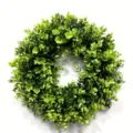 High-quality close-up of artificial green money leaf wreath for spring home decor - Money Leaf Naked Wreath / 50cm