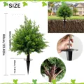 Detail view of 60cm artificial cypress garden stake with dimensions and assembly - Style D-60cm / 2 Pieces/Pack