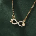 Gold infinity heart necklace with sparkling cubic zirconia, elegant minimalist jewelry gift. - X5879-1 Style
