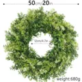 Gran corona de boj artificial de 50cm para la decoración de jardín y puerta casa - Guirnalda de Boj / 50cm