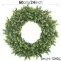 Large 24-inch artificial green boxwood wreath for front door decoration, 1240g weight - 60CM (OPP Bag)