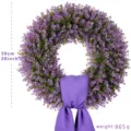 Artificial purple eucalyptus wreath for front door decor with large silk ribbon bow 20 inch - With Silk Scarf / 50cm / Purple