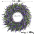Large 50cm artificial purple lavender wreath for outdoor front door wall decoration - Outer Diameter 50cm / Lavender Wreath (OPP Bag)
