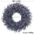 Purple artificial boxwood wreath with 60cm outer diameter and 1000g weight specification - Standard Pack / Purple (OPP Bag)