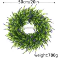 Artificial lavender and boxwood wreath variant with 20-inch outer diameter and purple flowers - Lavender Boxwood Wreath / Purple