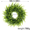Large artificial boxwood wreath with yellow flowers, 50cm diameter home wall decor - Lavender Boxwood Wreath / Yellow