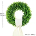 Corona di eucalipto artificiale da 50 cm con nastro crema per decorazione porta - Con Sciarpa di Seta / 50cm