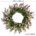 20 inch artificial lavender wreath with pink flowers for front door home decor - Basic Style / Pink