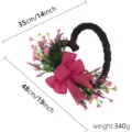 Ghirlanda di fiori a forma di cuore fatta a mano per San Valentino e festa della mamma - 45cm / Rosa