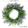 Large 20-inch artificial lavender wreath for front door wall decor, 620g weight - Basic Style / Purple
