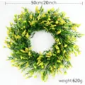 Spring artificial wreath with vibrant yellow flowers and green foliage, 20 inch - Basic Style / Yellow