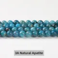 Cuentas redondas de apatita azul natural de grado 3A para la creación de joyas DIY - 10mm (Aprox. 37 Cuentas) / Apatito Natural Grado 3A