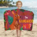 Hochwertiges Mikrofaser-Strandtuch für Kinder mit süßem Känguru- und Tropendesign - 80*130cm / Dunkelroter Känguru-Stil (STJ202619)